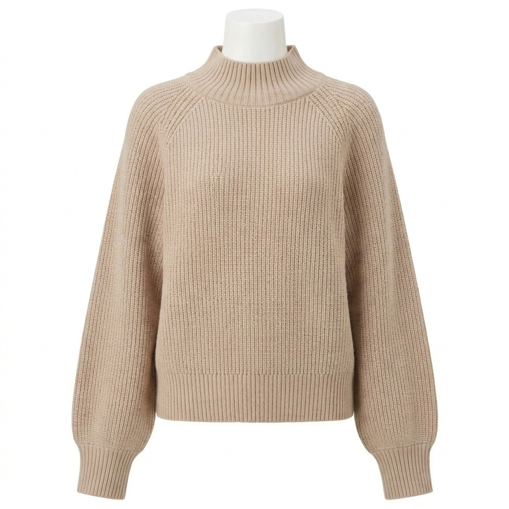 NEW VARLEY martina high neck rib sweater in cement